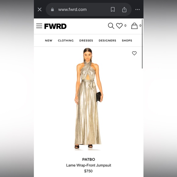 PatBo Lamé Front Wrap Jumpsuit in Platino - Picture 2 of 11